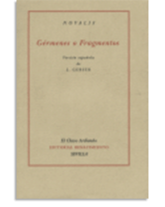 PORTADA DEL LIBRO GERMENES O FRAGMENTOS DE  Novalis